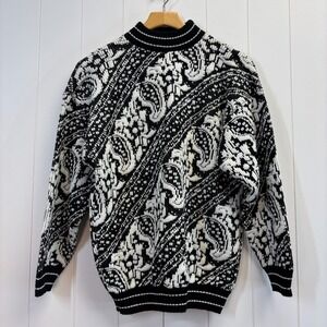 VTG Kate Collins Women Streetwear Indie Paisley Mock Neck Sweater Size L Warm